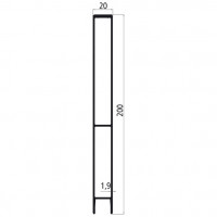 20mm - Bordwandprofil Alu blank, Höhe 20cm, Steckprofil Oberteil, individuelle Höhe zusammenstellbar, Meterware