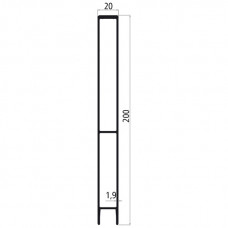 20mm - Bordwandprofil Alu blank, Höhe 20cm, Steckprofil Oberteil, individuelle Höhe zusammenstellbar, Meterware