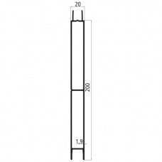 20mm - Bordwandprofil Alu blank, Höhe 20cm, Steckprofil Mittelteil, individuelle Höhe zusammenstellbar, Meterware