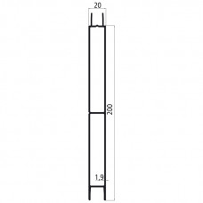 20mm - Bordwandprofil Alu eloxiert, Höhe 20cm, Steckprofil Mittelteil, individuelle Höhe zusammenstellbar, Meterware