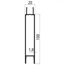 20mm - Bordwandprofil Alu blank, Höhe 10cm, Steckprofil Mittelteil, individuelle Höhe zusammenstellbar, Meterware