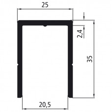 U-Einfassung, Alu eloxiert, für Aluminium-Bordwände mit 20mm Stärke, Länge wählbar ab 300mm-6.000mm, Meterware