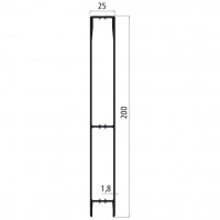 25mm - Bordwandprofil Alu eloxiert, Höhe 20cm, Steckprofil Oberteil, individuelle Höhe zusammenstellbar, Meterware