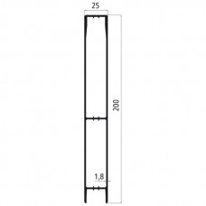 25mm - Bordwandprofil Alu blank, Höhe 20cm, Steckprofil Oberteil, individuelle Höhe zusammenstellbar, Meterware