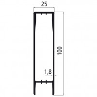 25mm - Bordwandprofil Alu blank, Höhe 10cm, Steckprofil Oberteil, individuelle Höhe zusammenstellbar, Meterware