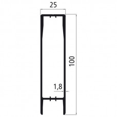 25mm - Bordwandprofil Alu eloxiert, Höhe 10cm, Steckprofil Oberteil, individuelle Höhe zusammenstellbar, Meterware
