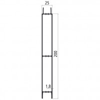 25mm - Bordwandprofil Alu eloxiert, Höhe 20cm, Steckprofil Mittelteil, individuelle Höhe zusammenstellbar, Meterware