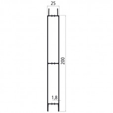 25mm - Bordwandprofil Alu blank, Höhe 20cm, Steckprofil Mittelteil, individuelle Höhe zusammenstellbar, Meterware
