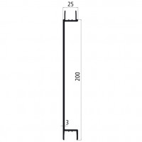 25mm - Bordwandprofil Alu blank, Höhe 20cm, Steckprofil Mittelteil mit Planenmulde, Meterware
