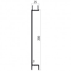 25mm - Bordwandprofil Alu eloxiert, Höhe 20cm, Steckprofil Mittelteil mit Planenmulde, Meterware