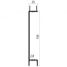25mm - Bordwandprofil Alu eloxiert, Höhe 15cm, Steckprofil Mittelteil mit Planenmulde, Meterware
