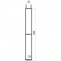 25mm - Bordwandprofil Alu blank, Höhe 20cm, Steckprofil Unterteil, individuelle Höhe zusammenstellbar, Meterware