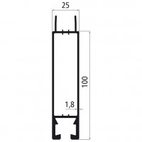 25mm - Bordwandprofil Alu eloxiert, Höhe 10cm, Steckprofil Unterteil, individuelle Höhe zusammenstellbar, Meterware