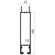 25mm - Bordwandprofil Alu blank, Höhe 10cm, Steckprofil Unterteil, individuelle Höhe zusammenstellbar, Meterware