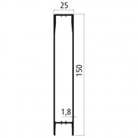 25mm - Bordwandprofil Alu eloxiert, Höhe 15cm, Steckprofil Oberteil, individuelle Höhe zusammenstellbar, Meterware
