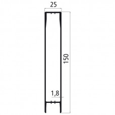 25mm - Bordwandprofil Alu eloxiert, Höhe 15cm, Steckprofil Oberteil, individuelle Höhe zusammenstellbar, Meterware