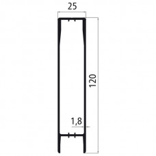 25mm - Bordwandprofil Alu eloxiert, Höhe 12cm, Steckprofil Oberteil, individuelle Höhe zusammenstellbar, Meterware