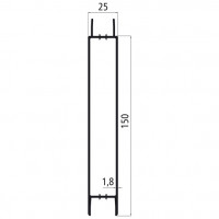 25mm - Bordwandprofil Alu eloxiert, Höhe 15cm, Steckprofil Mittelteil, individuelle Höhe zusammenstellbar, Meterware