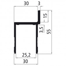 U-Einfassung mit gekröpfter Fahne (15 mm), Alu eloxiert, Länge wählbar von 300mm - 6.000mm