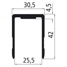 U-Einfassung, Alu blank, für Aluminium-Bordwände mit 25mm Stärke, Länge wählbar ab 300mm-6.000mm