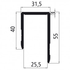 U-Einfassung ungleichschenklig, Alu epoxidgrundiert in RAL 9010 reinweiß, Länge wählbar von 300mm - 6.000mm