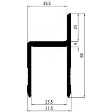 U-Einfassprofil mit 20mm-Nase für 25mm starke Bordwände,  Alu blank, Länge wählbar ab