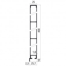 Bordwandprofil Alu blank, Höhe 40cm, beidseitig gerade, mit Nase unten, mit Kammer für Gewindeschienen unten